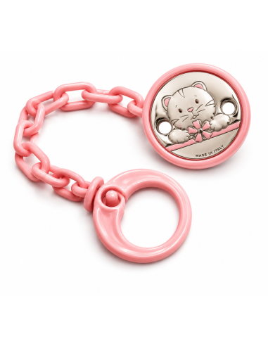 Pinza Infantil Chupete Gato con Lazo Rosa -  48625/06R