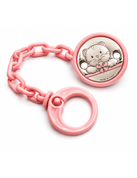 Pinza Infantil Chupete Gato con Lazo Rosa -  48625/06R