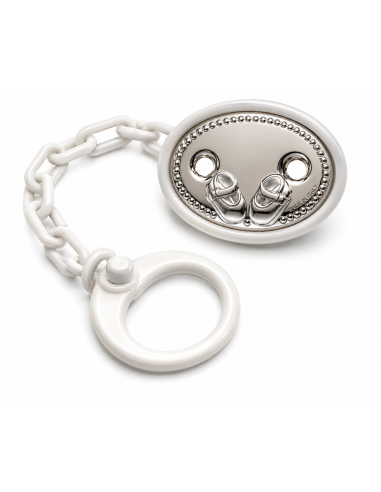 Pinza Infantil Chupete Patucos Blanco -  46615/05B (Grabado incluido)