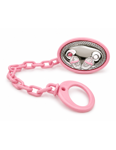 Pinza Infantil Chupete Patucos Rosa - 46615/05R (Grabado incluido)