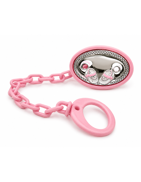 Pinza Infantil Chupete Patucos Rosa - 46615/05R (Grabado incluido)