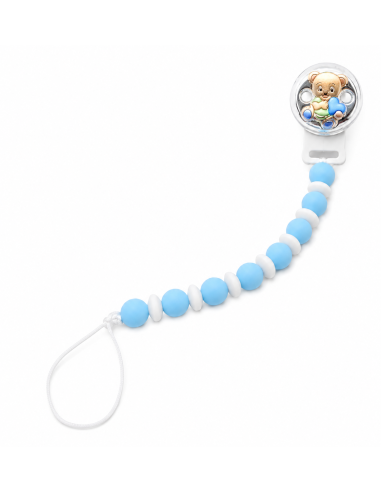 Pinza Infantil Chupete con Bolas de Silicona para Morder Oso corazón Rosa - Valenti 75064C
