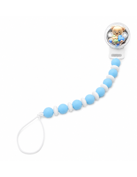 Pinza Infantil Chupete con Bolas de Silicona para Morder Oso corazón Rosa - Valenti 75064C