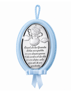 Medallon de Cuna Infantil Ángel de la Guarda Celeste Oracion Español - Eventi EV5104/01SC
