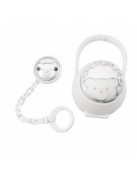 Set Infantil Portachupetes con Pinza Oso Blanco - Eventi EV54526/02B