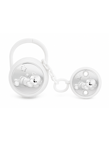 Set Infantil Portachupetes con Pinza Oso Blanco - Eventi EV3564/01B