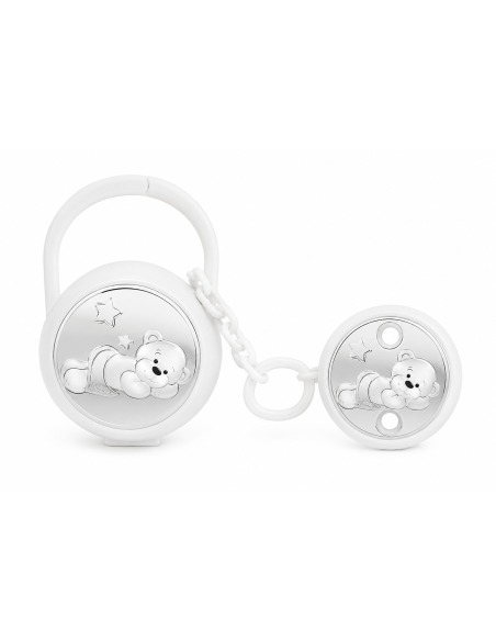 Set Infantil Portachupetes con Pinza Oso Blanco - Eventi EV3564/01B
