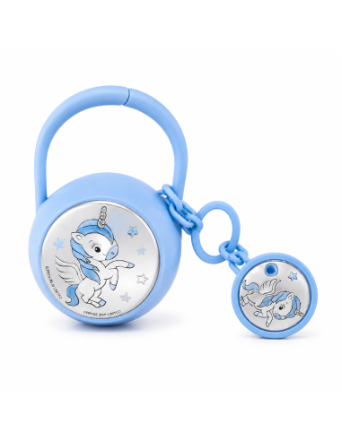 Set Infantil Portachupetes con Pinza Unicornio Azul - Eventi EV3244/01C