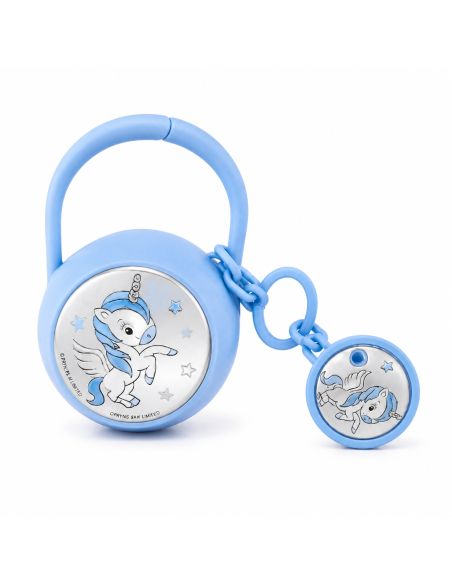 Set Infantil Portachupetes con Pinza Unicornio Azul - Eventi EV3244/01C