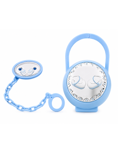 Set Infantil Portachupetes con Pinza Zapatitos Azules - Eventi 54538/02C