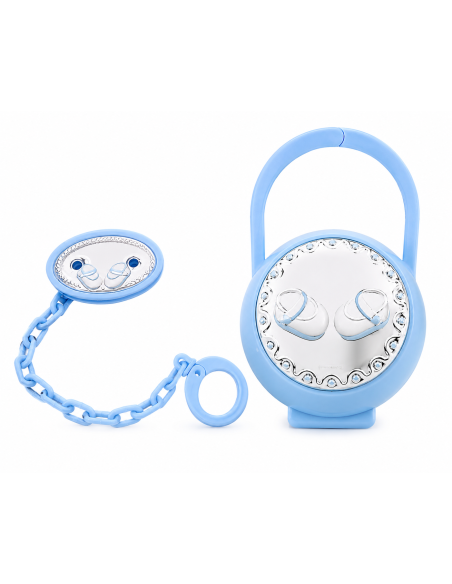 Set Infantil Portachupetes con Pinza Zapatitos Azules - Eventi 54538/02C
