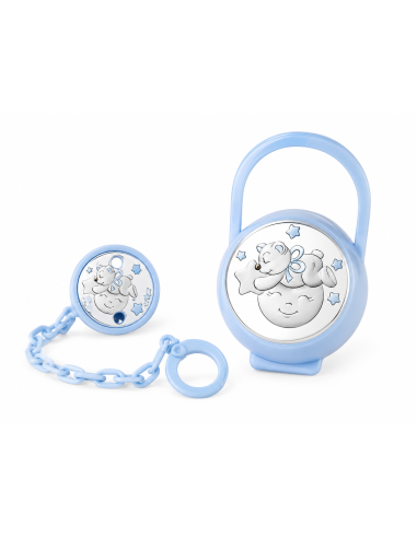 Set Infantil Portachupetes con Pinza Oso luna Azul - Eventi EV3414/01C