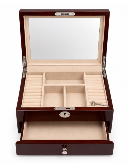 Joyero Alianzas y Flores para Boda con cajón con llave- Global Argenti GA2038A