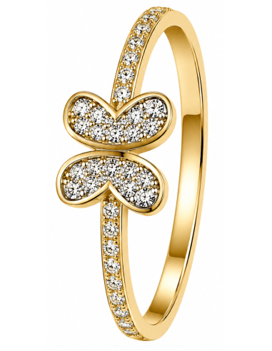 Anillo para Mujer en Forma de Mariposa con Circonitas - Oro Amarillo 18K
