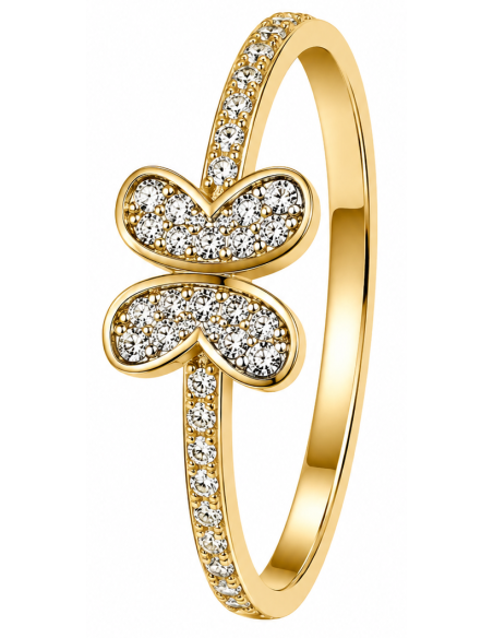 Anillo para Mujer en Forma de Mariposa con Circonitas - Oro Amarillo 18K