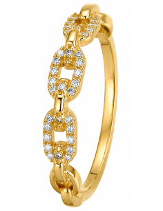 Anillo para Mujer Eslabones con Circonitas - Oro Amarillo 18K