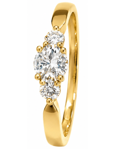 Anillo para Mujer con Tres Circonitas Blancas - Oro Amarillo 18K