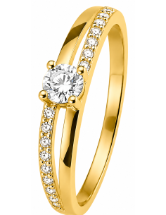 Anillo para Mujer Solitario con Circonitas - Oro Amarillo 18K