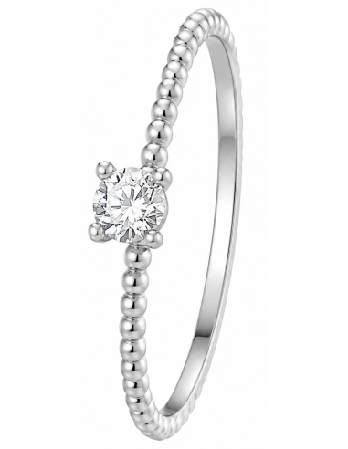 Anillo para Mujer Solitario con Circonita - Oro Blanco 18K