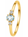 Anillo para Mujer con Aguamarina y Circonitas - Oro Amarillo 18K