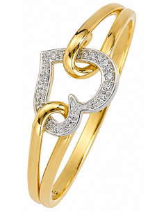 Anillo para Mujer Bicolor Corazón con Circonitas - Oro Amarillo 18K
