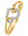 Anillo para Mujer Bicolor Corazón con Circonitas - Oro Amarillo 18K
