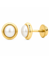 Pendientes para Niña con Perla con Bisel - Oro Amarillo 18K