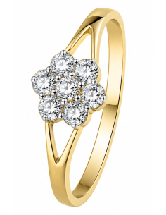 Anillo para Mujer Flor con Circonitas - Oro Amarillo 18K