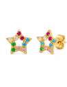 Pendientes para Niña con Estrella Circonita Multicolor - Oro Amarillo 18K