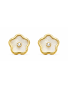 Pendientes para Niña Flor de Nácar con Circonita - Oro Amarillo 18K