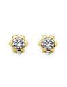 Pendientes para Niña Flor con Circonita - Oro Amarillo 18K
