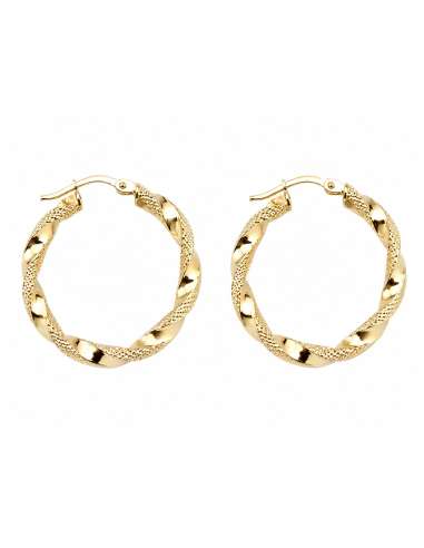 Pendientes para Niña Aro Retorcidos - Oro Amarillo 18K