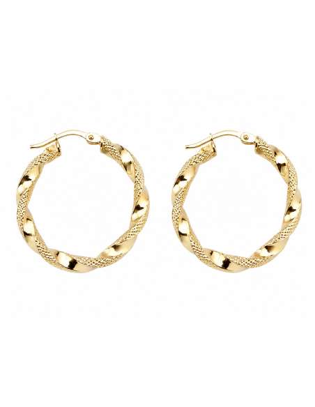 Pendientes para Niña Aro Retorcidos - Oro Amarillo 18K