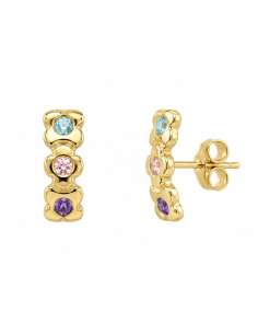 Pendientes para Mujer con Circonitas Multicolor - Oro Amarillo18K