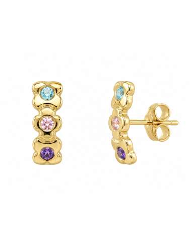 Pendientes para Mujer con Circonitas Multicolor - Oro Amarillo18K