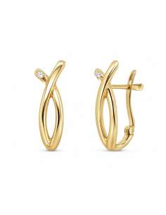 Pendientes para Mujer Pendientes de Aro Cruzado con Circonita - Oro Amarillo y Blanco 18K