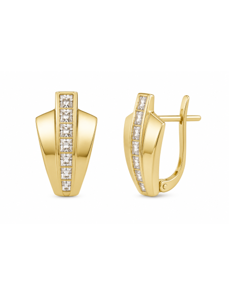 Pendientes para Mujer con Circonitas - Oro Amarillo 18K