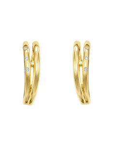 Pendientes para Mujer con Doble linea con Circonitas - Oro Amarillo 18K