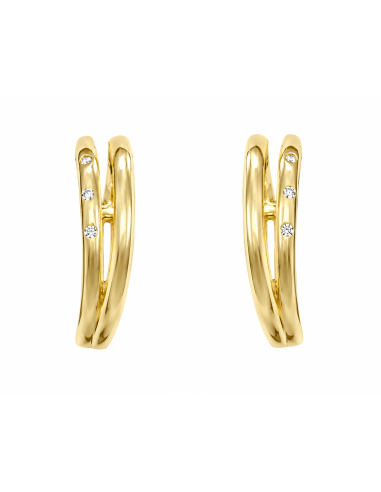 Pendientes para Mujer con Doble linea con Circonitas - Oro Amarillo 18K