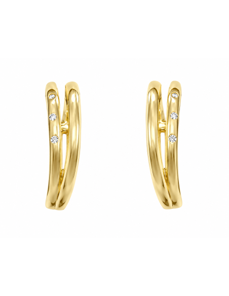 Pendientes para Mujer con Doble linea con Circonitas - Oro Amarillo 18K