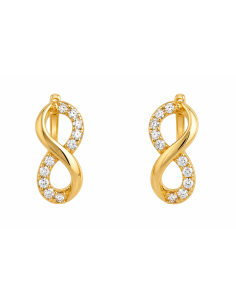 Pendientes para Mujer con Circonitas Símbolo Infinito - Oro Amarillo 18K