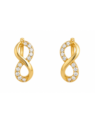 Pendientes para Mujer con Circonitas Símbolo Infinito - Oro Amarillo 18K