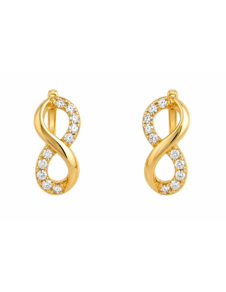 Pendientes para Mujer con Circonitas Símbolo Infinito - Oro Amarillo 18K
