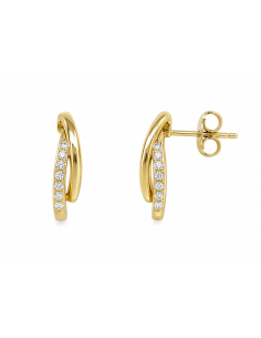 Pendientes para Mujer doble Hilera con circonitas  - Oro Amarillo 18K