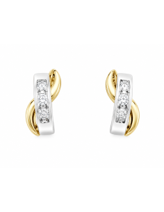 Pendientes para Mujer Bicolor con circonitas  - Oro Amarillo y Blanco 18K