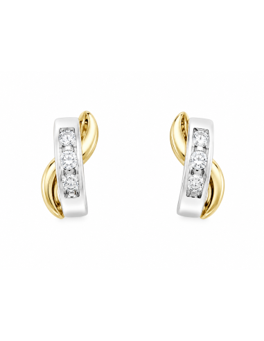 Pendientes para Mujer Bicolor con circonitas  - Oro Amarillo y Blanco 18K