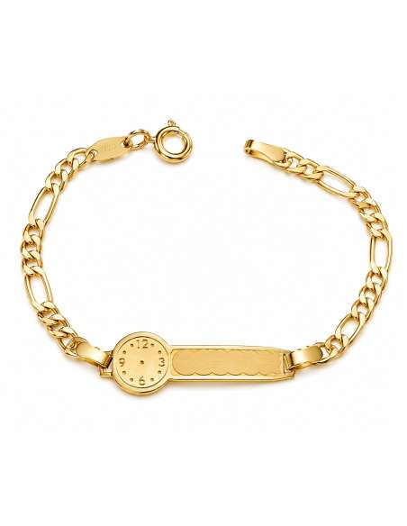 Pulsera Esclava infantil con cadena 3x1 con Reloj Personalizable - Oro Amarillo 18K