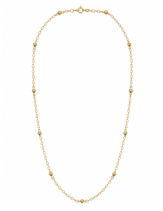 Collar para MujerCadena para Mujer con Eslabón Oval Diamantado y 14 Bolas Intercaladas - Oro amarillo 18K