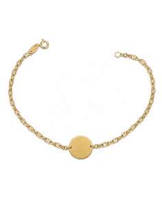 Pulsera para Mujer con Placa Redonda Personalizable - Oro amarillo 18K