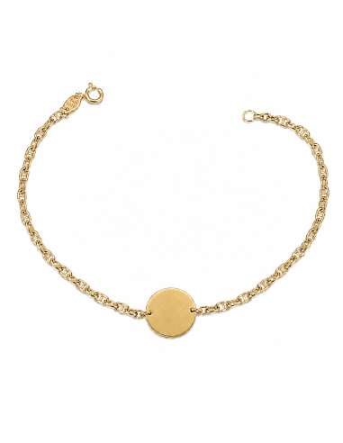 Pulsera para Mujer con Placa Redonda Personalizable - Oro amarillo 18K